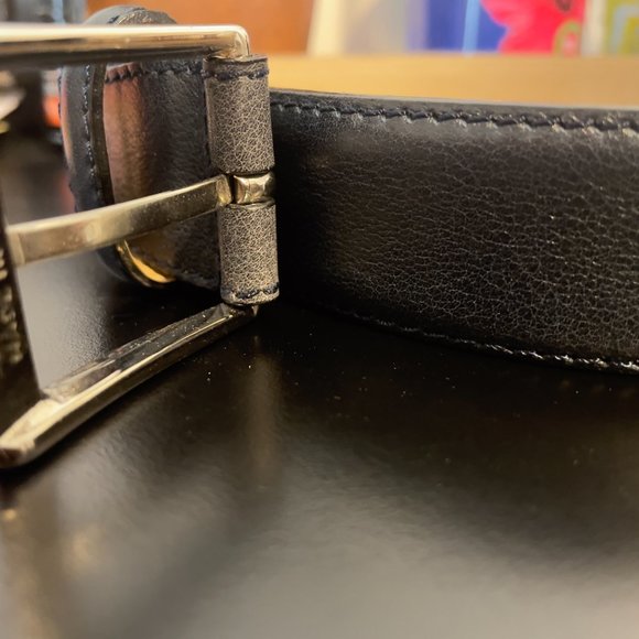 MADE ITALY BLACK LEATHER BELT WITH Solid Brass belt buckle - Picture 8 of 10